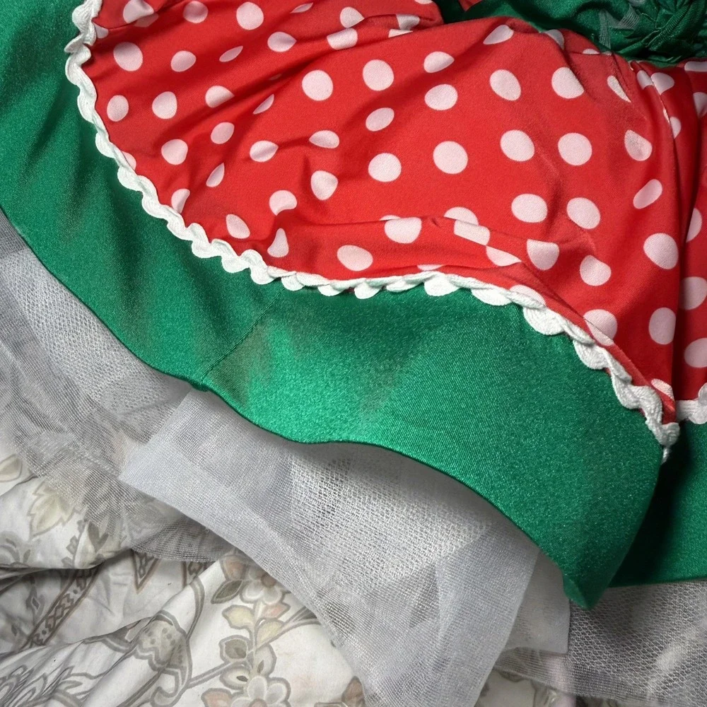 Girls Candy Cane poke dots Weissman Holiday Christmas Santa Elf Costume